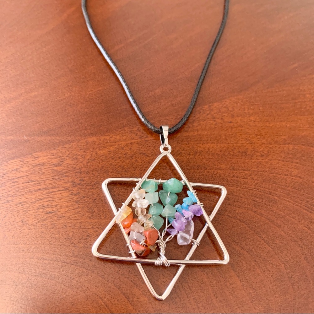Rainbow Natural Gemstones Healing Chakra necklace